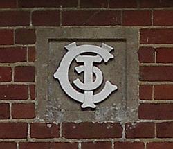Monogram TCC (Thomas & Caroline Child) on front og the building